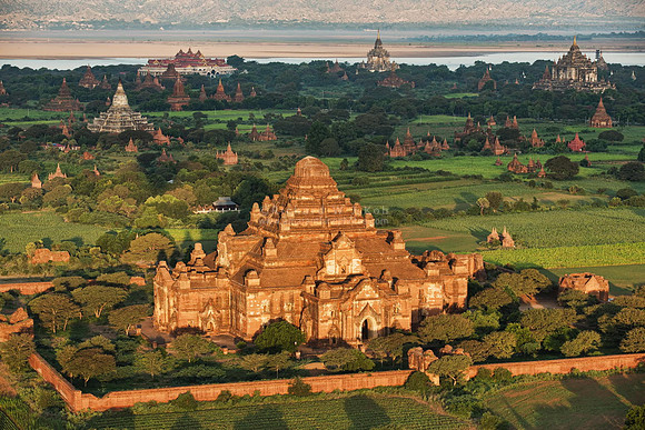 Bagan aerial photo morning Dhammayan Gyi