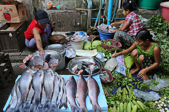 Yangon back street market