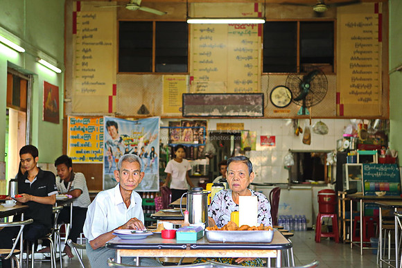 Yangon coffee shop elderly couple