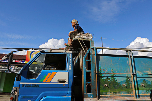 Yangon boy on a lorry