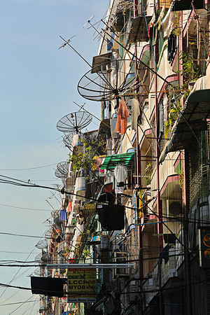 Yangon home TV satellite dishes
