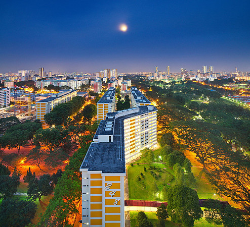 DSC01699 Panorama (1)m-Moonrise Over Ang Mo Kio