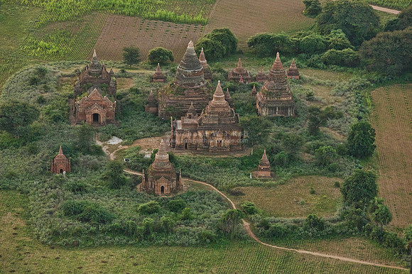 Bagan aerial photo morning landscape