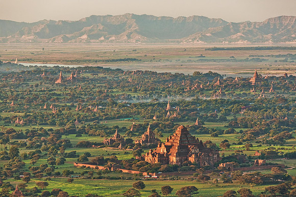 Bagan aerial photo morning landscape